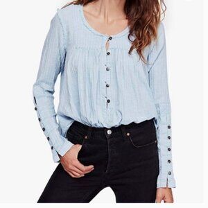 Free People We the Sand Dune Long Sleeve‎ Blue Medium